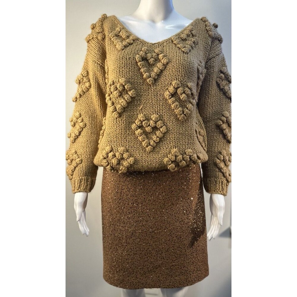 Ann Taylor LOFT Light Brown Mini Skirt With Gold Sequins Sz-6 Flirty, Unique Fun - Picture 5 of 16
